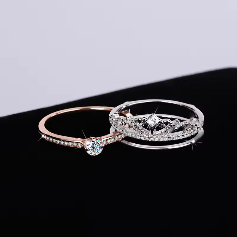S925 Sterling Silver Luxury Moissanite Rings Sets