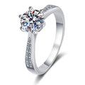 925 Sterling Silver 1CT/2CT Six-prong Moissanite Wedding Ring