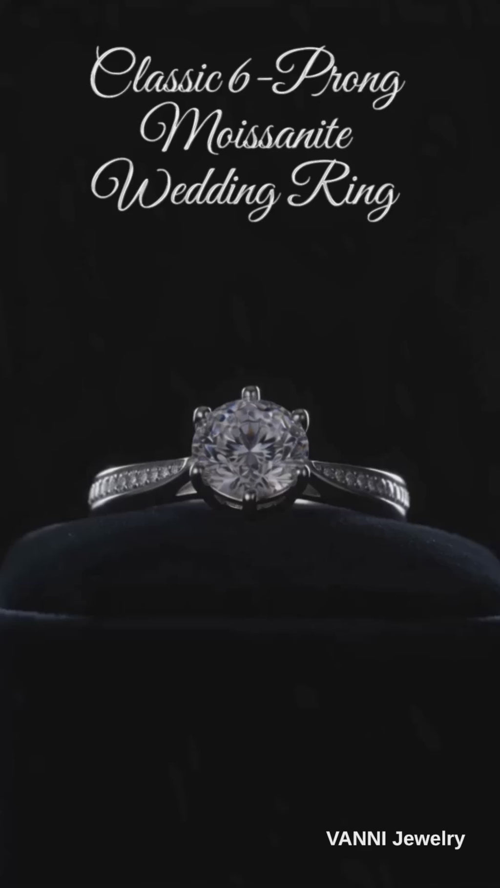 925 Sterling Silver 1CT/2CT Six-prong Moissanite Wedding Ring