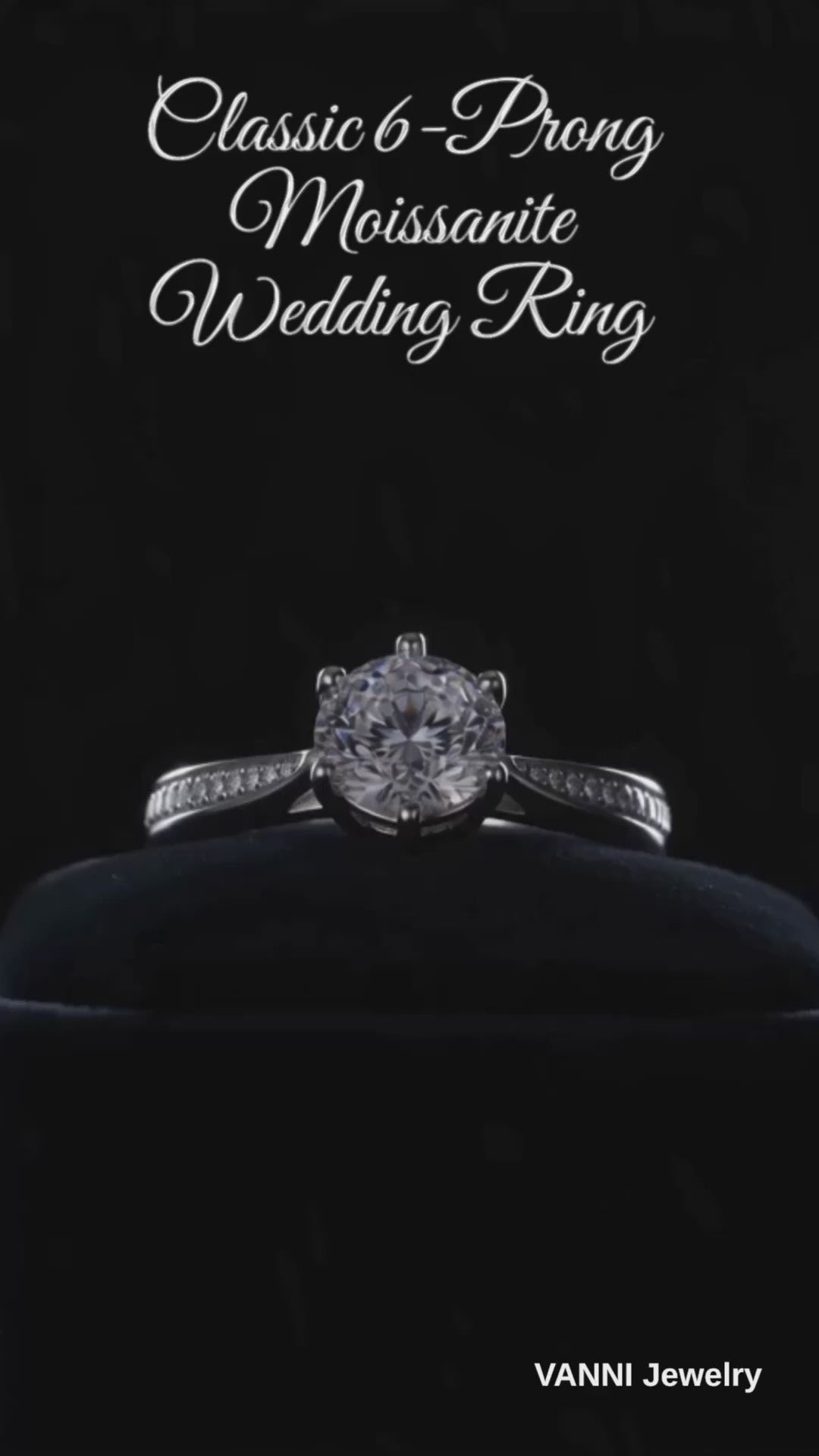 925 Sterling Silver 1CT/2CT Six-prong Moissanite Wedding Ring