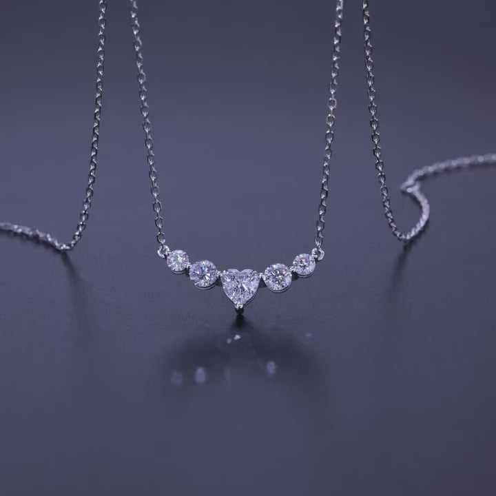 S925 Sterling Silver Lab Grown Diamond Heart Shape Necklace
