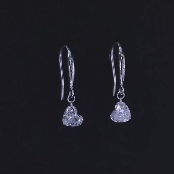 S925 Sterling Silver Lab Grown Diamond Heart Shape Earrings