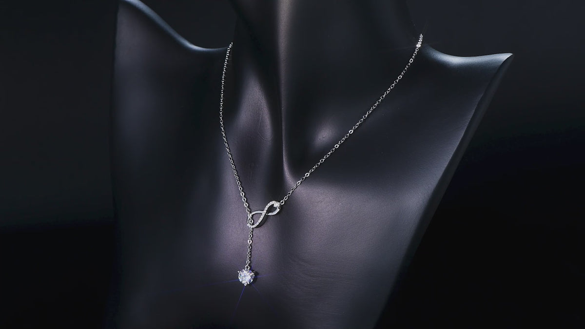S925 Sterling Silver Classic Y Lariat Round Cut Moissanite Pendant Necklace