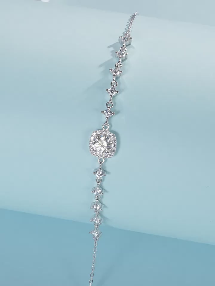 S925 Sterling Silver Moissanite Square Sugar Bracelet (GRA)